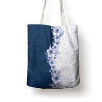 Hawaii Hibiscus Flowers Tote Bag Blue Polynesian Pattern