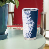 Hawaii Hibiscus Flowers Tumbler Cup Blue Polynesian Pattern