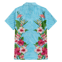 Hawaii Tropical Flowers Family Matching Tank Maxi Dress and Hawaiian Shirt Sky Blue Polynesian Tattoo Art LT05 - Polynesian Pride