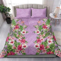 Hawaii Tropical Flowers Bedding Set Lavender Polynesian Tattoo Art