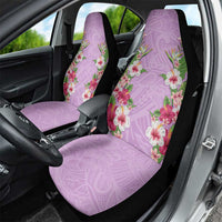 Hawaii Tropical Flowers Car Seat Cover Lavender Polynesian Tattoo Art