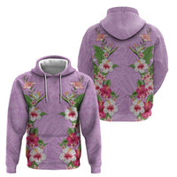 Hawaii Tropical Flowers Hoodie Lavender Polynesian Tattoo Art