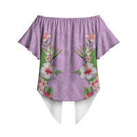 Hawaii Tropical Flowers Off Shoulder Wrap Waist Top Lavender Polynesian Tattoo Art LT05 - Polynesian Pride