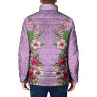 Hawaii Tropical Flowers Padded Jacket Lavender Polynesian Tattoo Art