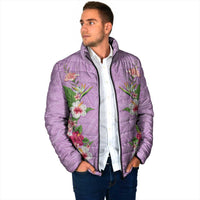 Hawaii Tropical Flowers Padded Jacket Lavender Polynesian Tattoo Art