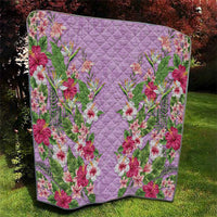 Hawaii Tropical Flowers Quilt Lavender Polynesian Tattoo Art