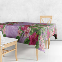 Hawaii Tropical Flowers Tablecloth Lavender Polynesian Tattoo Art