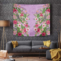 Hawaii Tropical Flowers Tapestry Lavender Polynesian Tattoo Art