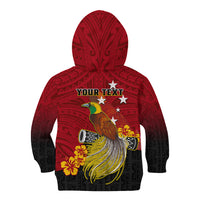 Personalized Papua New Guinea Kid Hoodie Bird Of Paradise Hibiscus With Motuan Pattern LT05 - Polynesian Pride
