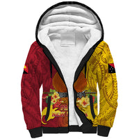 Personalized Papua New Guinea Independence Day Sherpa Hoodie Bird Of Paradise With Polynesian Pattern LT05 Unisex Yellow - Polynesian Pride