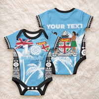 Personalised Fiji Day 2026 Baby Onesie Masi Tapa Pattern With Palm Tree