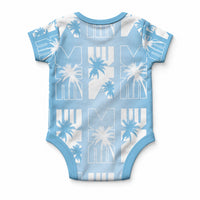 Bula Fiji Baby Onesie Blue Makare Masi Tapa Pattern