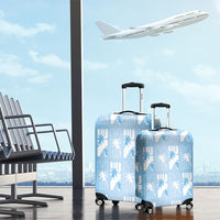 Bula Fiji Luggage Cover Blue Makare Masi Tapa Pattern LT05 - Polynesian Pride