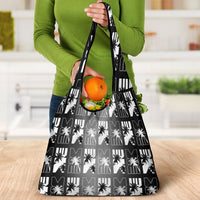 Bula Fiji Grocery Bag Black Makare Masi Tapa Pattern LT05 - Polynesian Pride