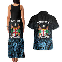 Personalised Happy Fiji Day 1970 Couples Matching Tank Maxi Dress and Hawaiian Shirt Flag Grunge Style LT05 - Polynesian Pride