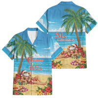 Hawaii Jolly Christmas Family Matching Off Shoulder Maxi Dress and Hawaiian Shirt Xmas Is Better At The Beach