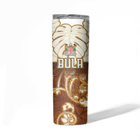 Personalized Fiji Spring Break Skinny Tumbler Fijian Tapa Pattern Brown