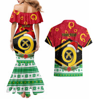 Personalized Vanuatu Christmas Couples Matching Mermaid Dress and Hawaiian Shirt Santa God Yumi LT05 - Polynesian Pride