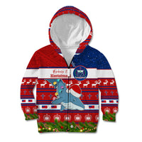 Personalized Samoa Christmas Kid Hoodie Santas Whale Manuia Le Kerisimasi LT05 Zip Hoodie Red - Polynesian Pride