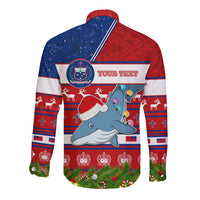 Personalized Samoa Christmas Long Sleeve Button Shirt Santas Whale Manuia Le Kerisimasi LT05 - Polynesian Pride