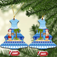 Fiji Christmas Ceramic Ornament Santa Claus Surf Marau Na Kerisimasi LT05 Christmas Tree Blue - Polynesian Pride
