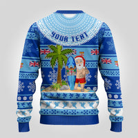 Personalised Fiji Christmas Ugly Christmas Sweater Santa Claus Surf Marau Na Kerisimasi LT05 - Polynesian Pride