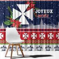 Wallis and Futuna Christmas Window Curtain Poinsettia Joyeux Noel