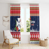Wallis and Futuna Christmas Window Curtain Poinsettia Joyeux Noel