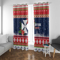 Wallis and Futuna Christmas Window Curtain Poinsettia Joyeux Noel