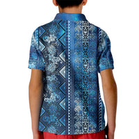 Hawaii Makahiki Turtle Kid Polo Shirt Galaxy Tapa Pattern - Polynesian Pride