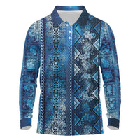 Hawaii Makahiki Turtle Long Sleeve Polo Shirt Galaxy Tapa Pattern - Polynesian Pride