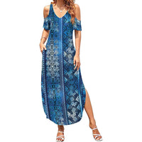 Hawaii Makahiki Turtle Summer Maxi Dress Galaxy Tapa Pattern - Polynesian Pride