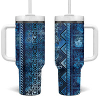 Hawaii Makahiki Turtle Tumbler With Handle Galaxy Tapa Pattern - Polynesian Pride