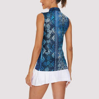 Hawaii Makahiki Turtle Women Sleeveless Polo Shirt Galaxy Tapa Pattern - Polynesian Pride