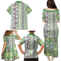 Hawaii Makahiki Turtle Family Matching Puletasi and Hawaiian Shirt Green Tapa Pattern - Polynesian Pride