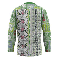 Hawaii Makahiki Turtle Hockey Jersey Green Tapa Pattern - Polynesian Pride
