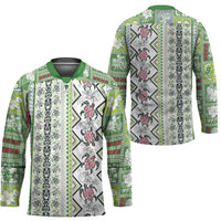 Hawaii Makahiki Turtle Hockey Jersey Green Tapa Pattern - Polynesian Pride