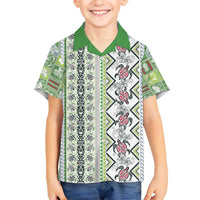Hawaii Makahiki Turtle Kid Hawaiian Shirt Green Tapa Pattern - Polynesian Pride