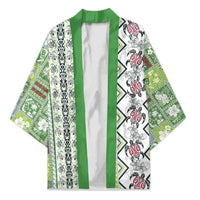 Hawaii Makahiki Turtle Kimono Green Tapa Pattern - Polynesian Pride