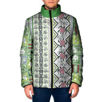 Hawaii Makahiki Turtle Padded Jacket Green Tapa Pattern - Polynesian Pride