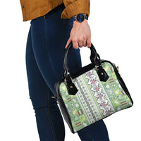 Hawaii Makahiki Turtle Shoulder Handbag Green Tapa Pattern - Polynesian Pride