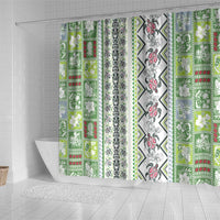 Hawaii Makahiki Turtle Shower Curtain Green Tapa Pattern - Polynesian Pride