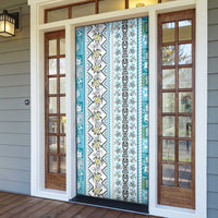 Hawaii Makahiki Turtle Door Cover Blue Tapa Pattern - Polynesian Pride