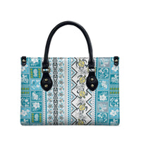 Hawaii Makahiki Turtle Leather Bag Blue Tapa Pattern - Polynesian Pride