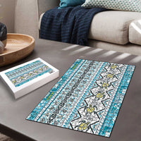 Hawaii Makahiki Turtle Puzzle Blue Tapa Pattern - Polynesian Pride
