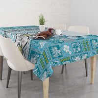 Hawaii Makahiki Turtle Tablecloth Blue Tapa Pattern - Polynesian Pride