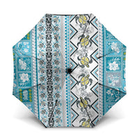 Hawaii Makahiki Turtle Umbrella Blue Tapa Pattern - Polynesian Pride