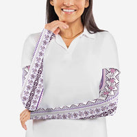 Hawaii Makahiki Turtle Arm Sleeves Violet Tapa Pattern - Polynesian Pride