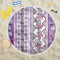 Hawaii Makahiki Turtle Beach Blanket Violet Tapa Pattern - Polynesian Pride