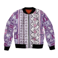 Hawaii Makahiki Turtle Bomber Jacket Violet Tapa Pattern - Polynesian Pride